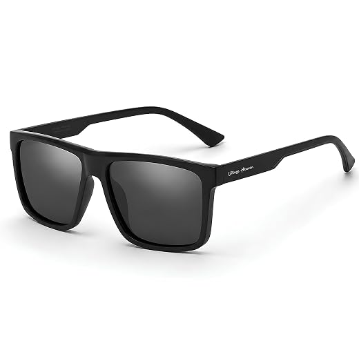 Óculos de Sol Masculino Quadrado Polarizado UV400 Preto E Cinza VH 2831