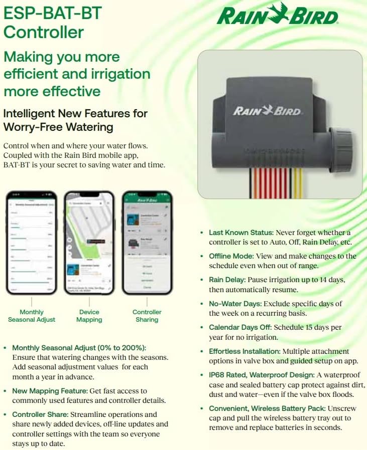 Rain Bird 2.0 App Features Diagram