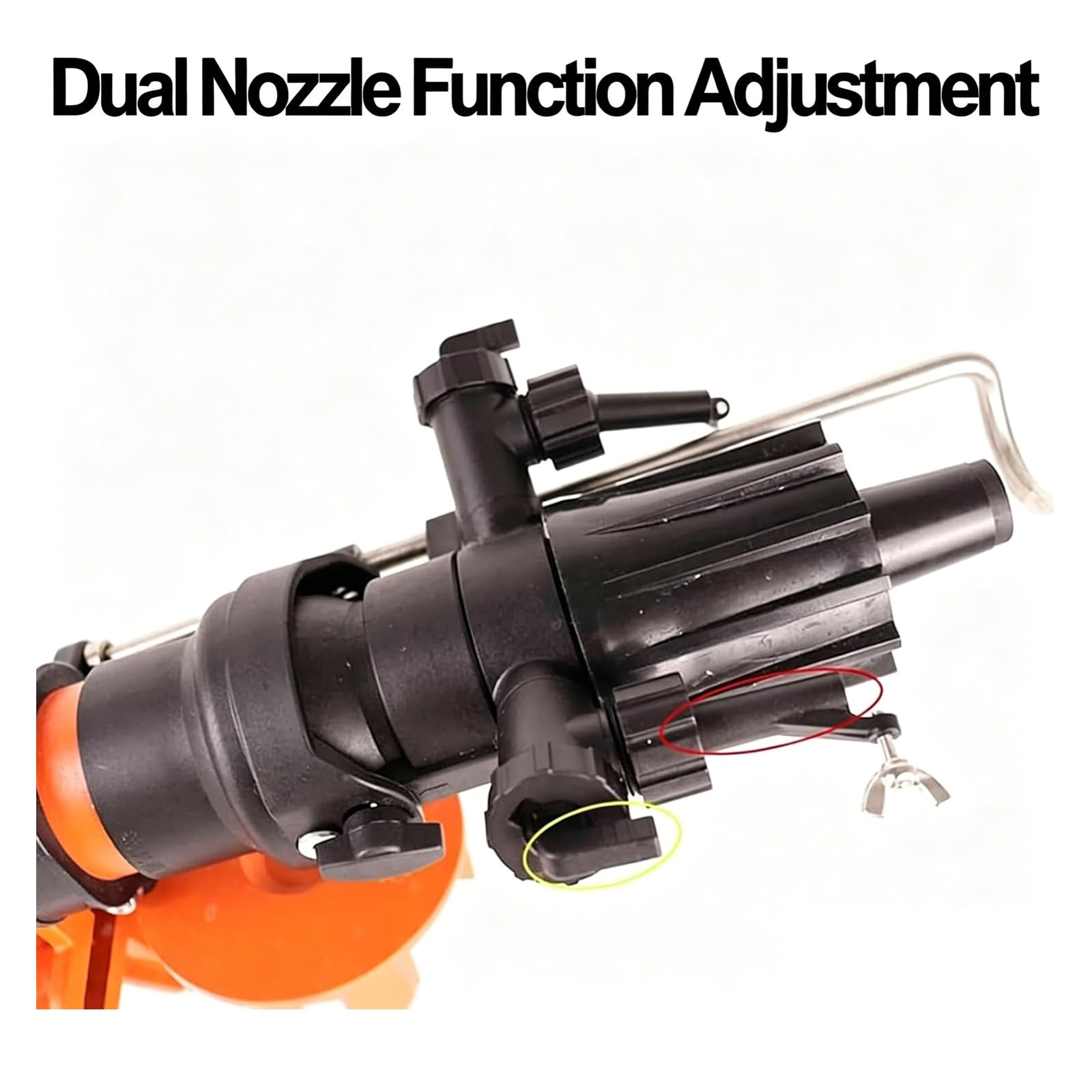 Pistola a turbina per agricoltura e frutteto, attrezzatura per irrigazione resistente, spruzzo a 360°, portata 25-55 m, ugello da 16-22 mm con manometro per irrigazione terreni agricoli