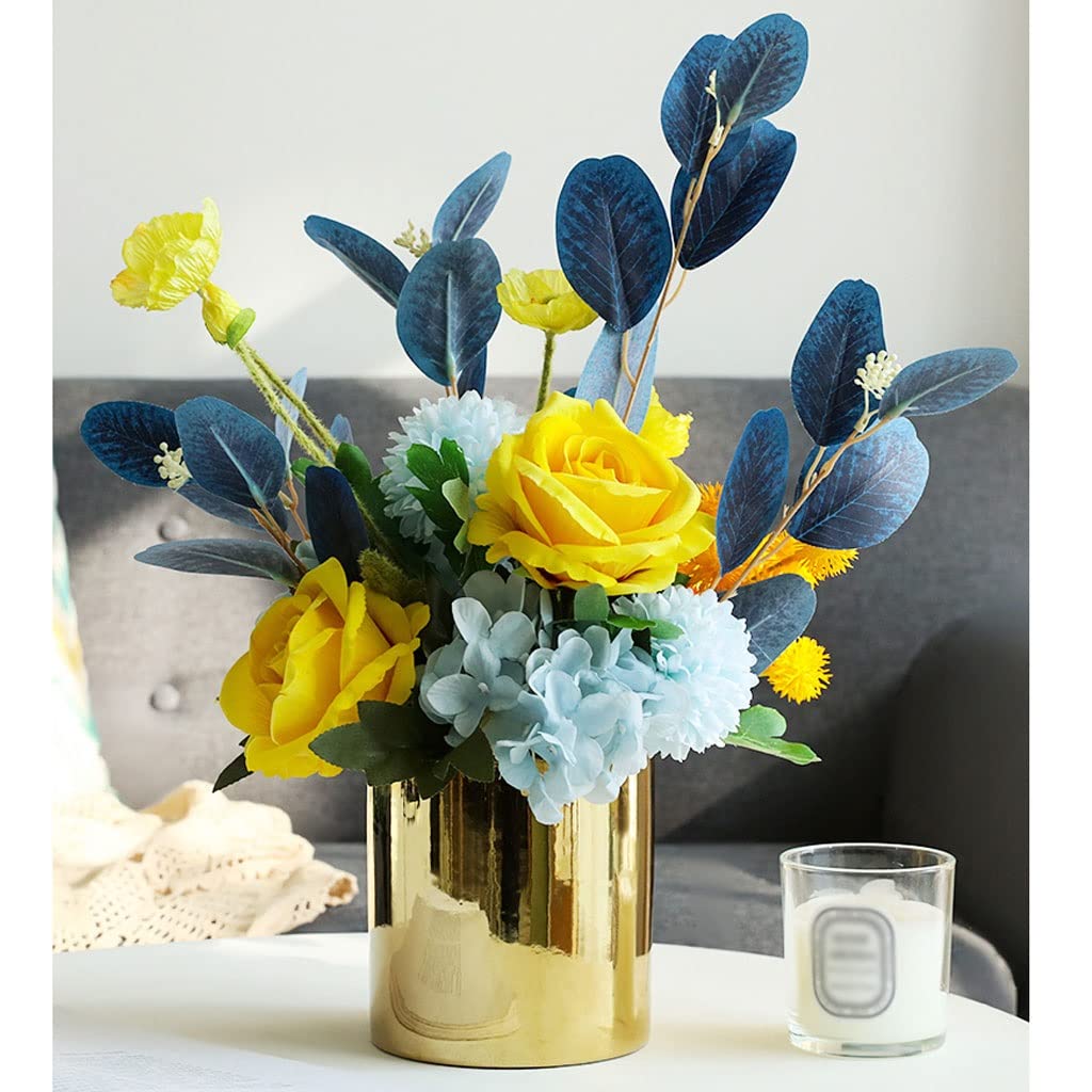 Ramo de Flores Artificiales Falsas de Alta Gama, de Tela de Seda, jarrones de cerámica Gouda para decoración navideña del hogar, arreglos Ornamentales para mesas de Boda.