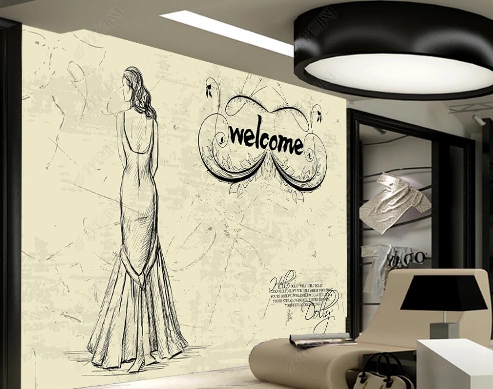 Papier peint intissé robe de mariée poster mural pour masquer les défauts