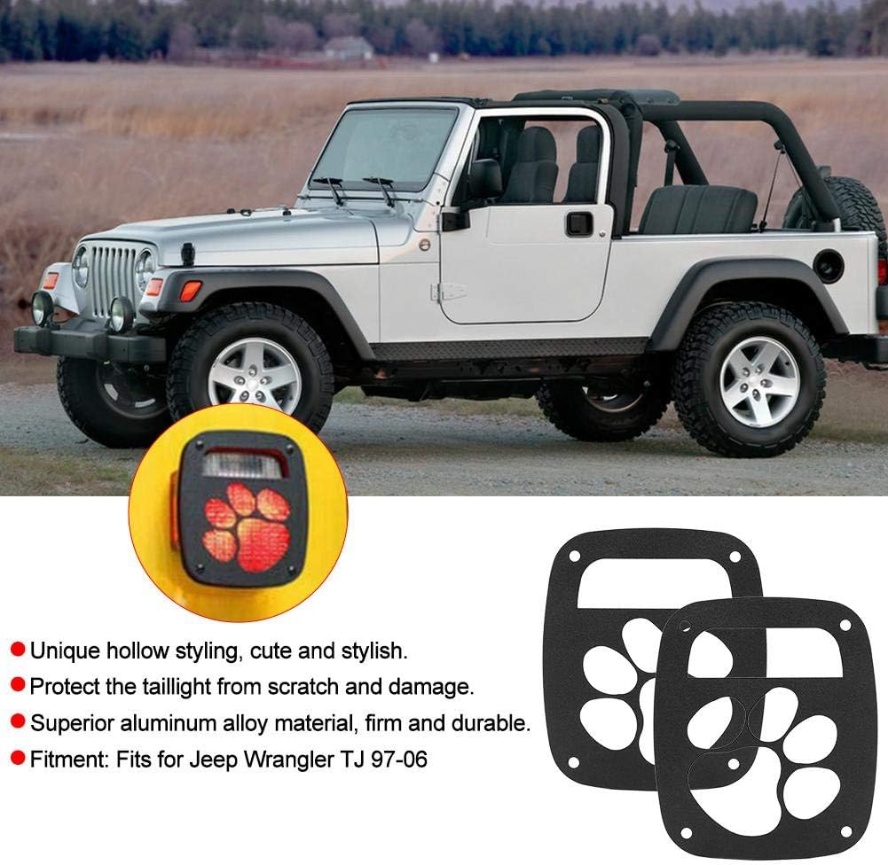 Akozon Taillight Guard Rear Tail Light Cover Bear Styling Fit for TJ 1997-2006