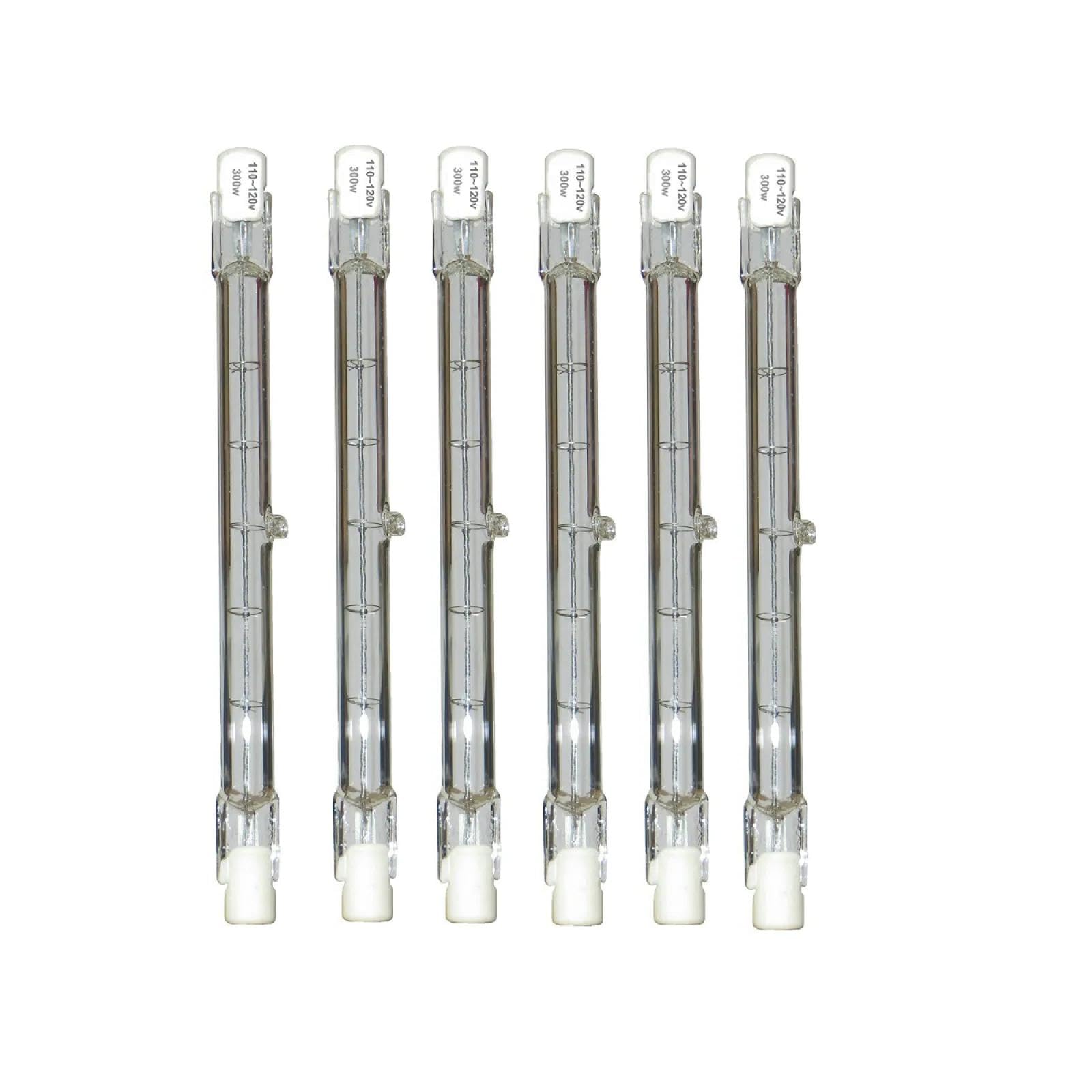 QIROGKC R7S 118mm Halogen Bulbs 6PACK – 100W-500W 110V/230V T3 J-Type Warm White 2900K for Landscape, Floodlights & Commercial Lighting 118MM-300W 110V