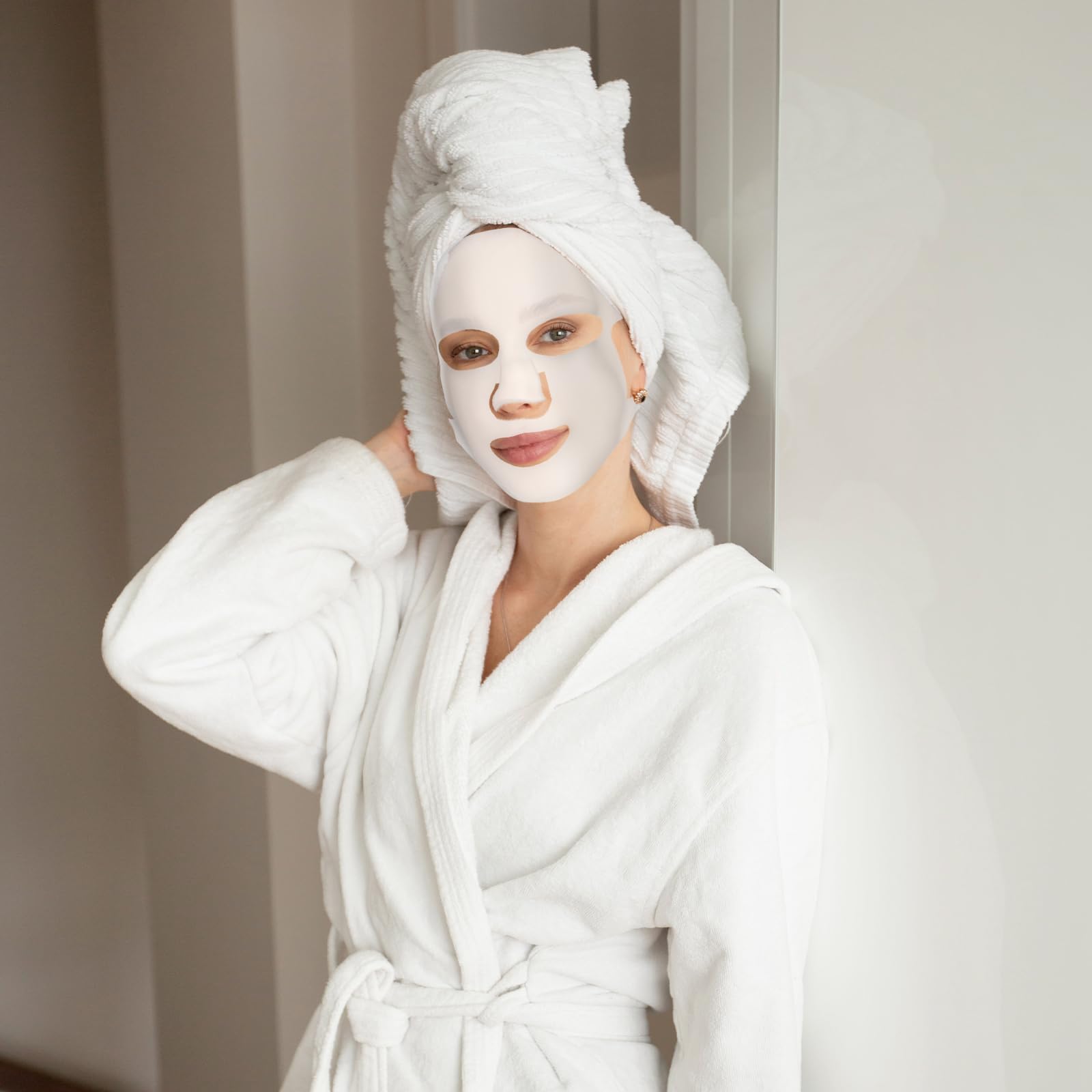 Qianyu 2 fogli copertura maschera facciale silicone riutilizzabile vapore viso idratante impermeabile 3D anti-rughe