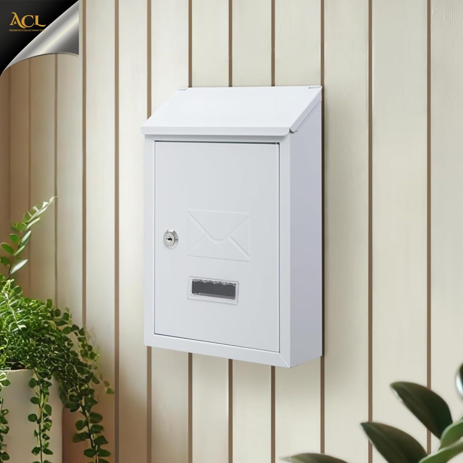 Assorted Collections Boîte aux Lettres Murale | verrouillable avec 2 clés | résistante aux intempéries boîte aux Lettres | Facile à Installer, 21 x 30 x 7 cm (Blanche)