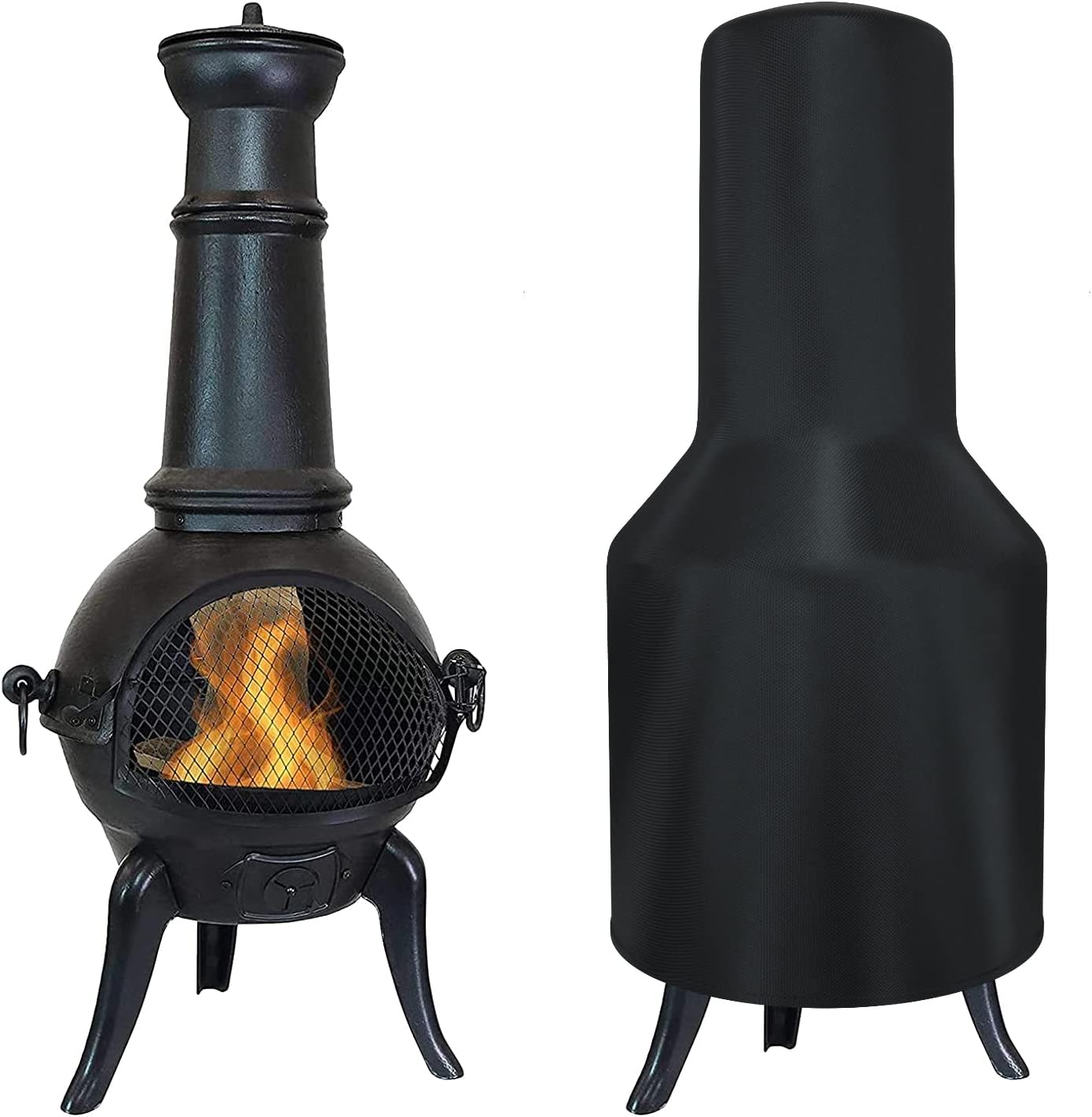 Tonhui Chimenea Cover,Waterproof,Windproof, Oxford Fabric Outdoor Garden Patio Heater Black Cover 122 x 29 ×61cm