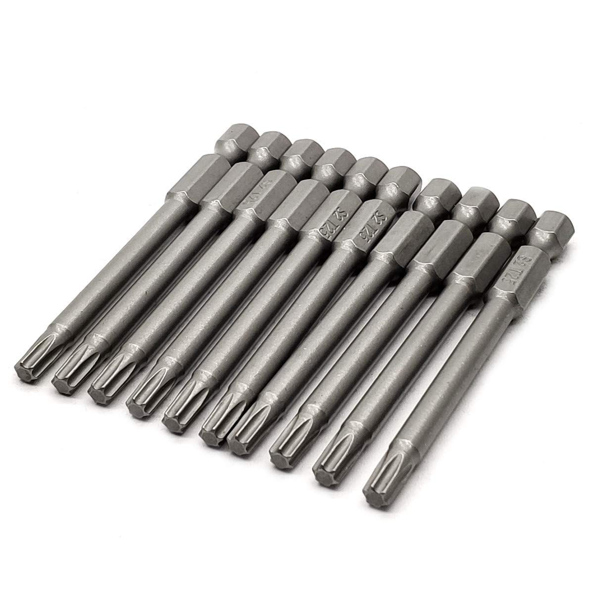 10PCS 3"/75mm T25 Torx Head Screwdriver Bit Set, 1/4 Inch Hex Shank with Quick Release Slot,S2 Steel Magnetic Security Tamper Proof Star 6 Point Screw