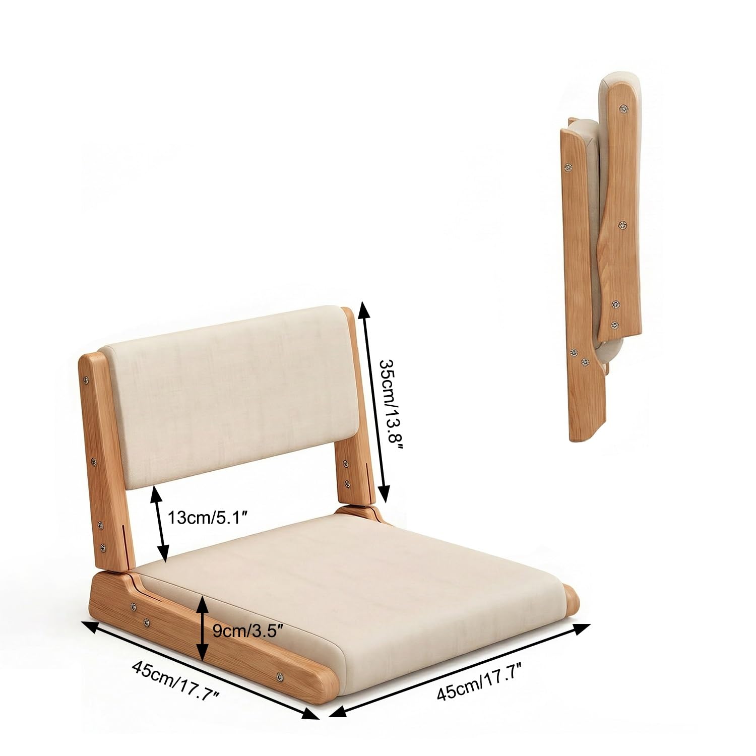 Silla plegable japonesa Zaisu de madera con respaldo, asiento portátil para meditación, yoga, lectura, no requiere montaje, cómoda y elegante