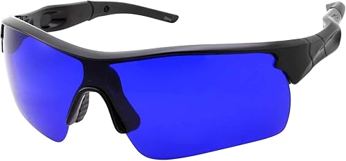Gafas de golf para hombre con diseño de pelota de golf, lente azul auténtica, marco de estilo deportivo