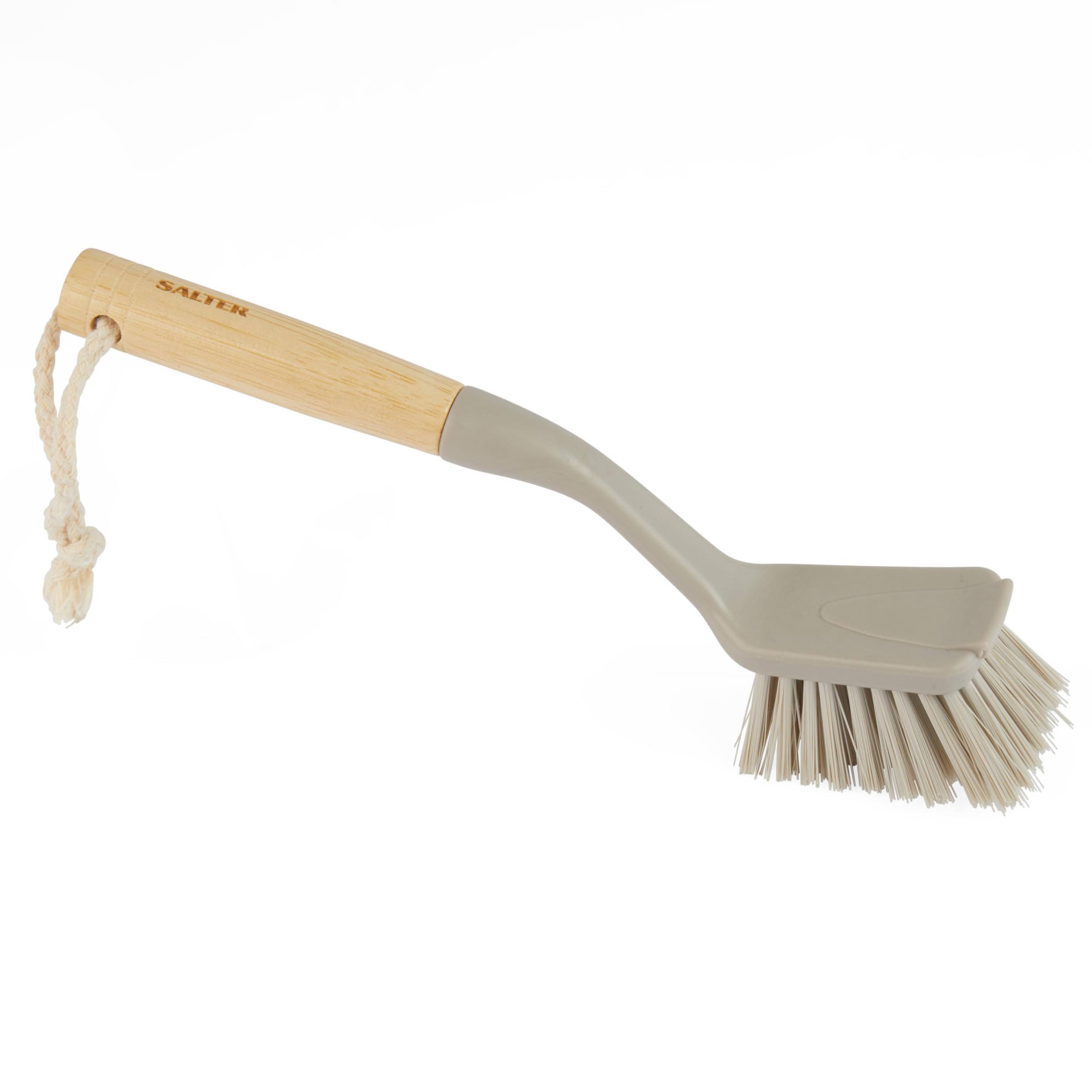 Salter Grey Lasal71397weu7 Dish Scrubbing Brush - Removes Tough Grime From Plates, Pans & Baking Trays, Strong & Durable Bristles, Made From Recycled Plastic, Fsc Bamboo Handle, Warm Harmony Collection