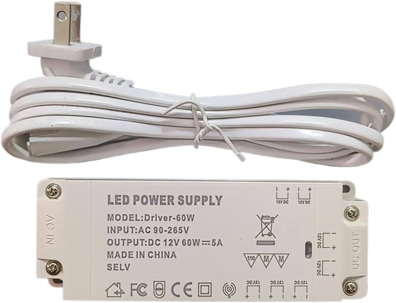 Wardrobe Cabinet LED Light Dedicated Power Supply Controller Transformer Drive Ballast 12V Interface(12V-60W-5A-Long Strip Style)