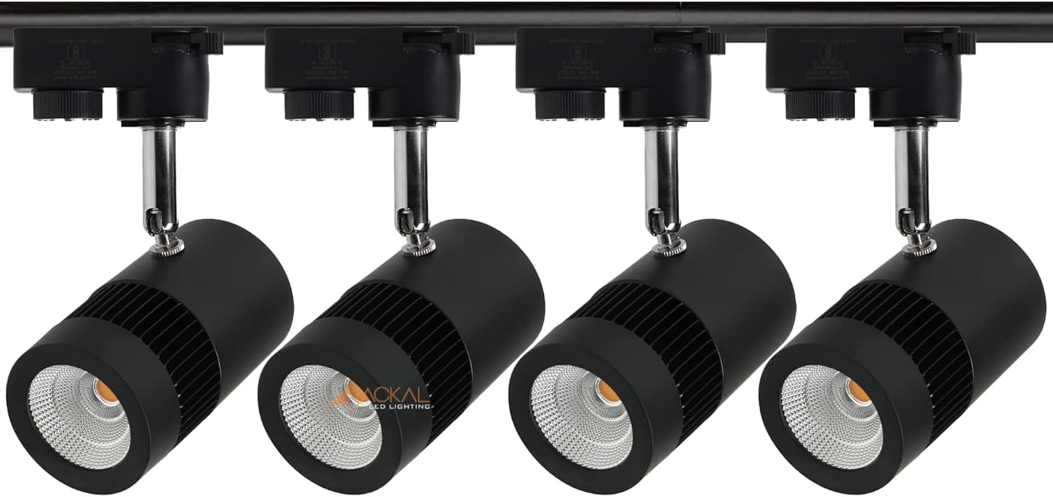JACKAL® 9 Watt Warm White LED Track Light/Spot Light/Focus Light/Picture Light (Pack of 4), Indoor Light with Rotatable Head | Perfect for Showrooms, Shops and Living Room - Trackway Included