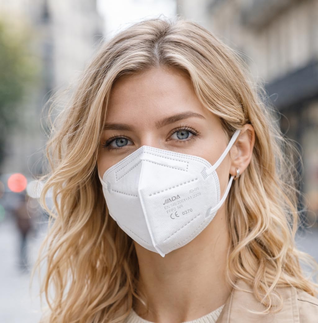 CRAZYCHIC - Masque FFP2 NR Blanc Certifié Norme CE EN149 - Masque de Protection Respiratoire - Haute Filtration 5 Couches Filtrantes - Hypoallergénique - Emballage individuel - Boîte