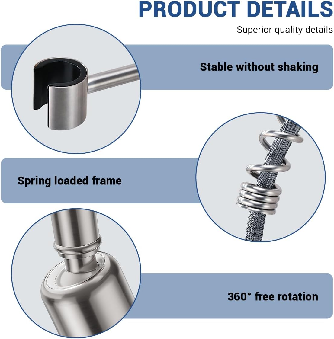 Wall Mount Kitchen Faucet with Pull Down Sprayer 3 Functions, 304 Stainless Steel Wall Mount Faucet 8 Inch Center, Single Handle Kitchen Sink Faucet High Arc 360° Swivel, Brushed Nickel