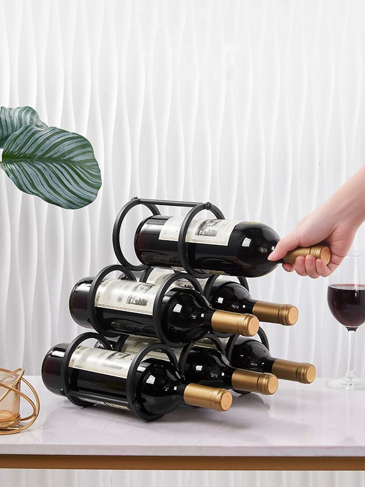 Beihaoer Portabottiglie Da Tavolo Rosa In Metallo, Capacità 6 Bottiglie Di Vino, Design Geometrico Salvaspazio Per Cucina E Sala Da Pranzo