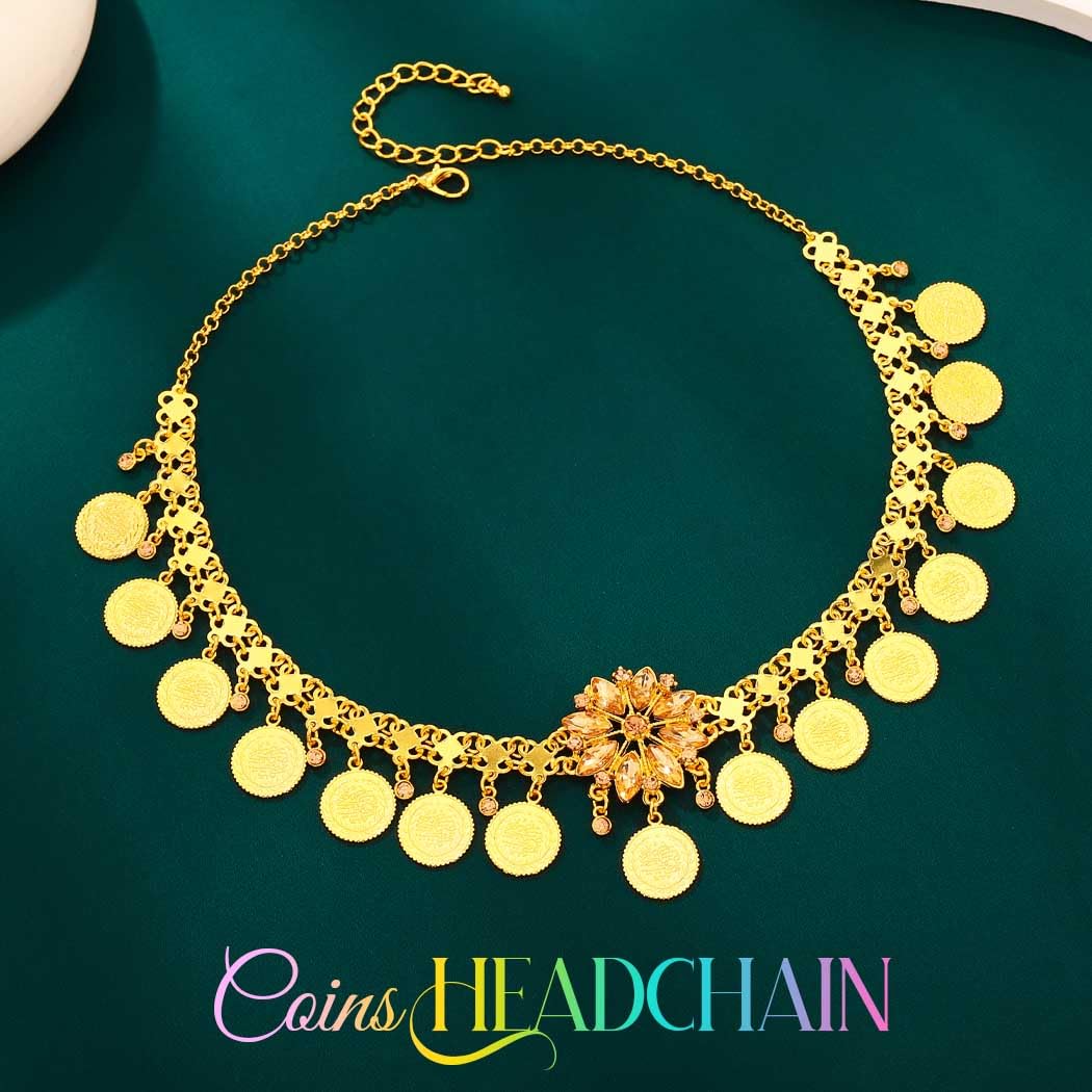 Fashband Gold Sequin Head Chain Boho Headpiece Hair Chains Festival Costume Hair Accessories for Women (G-A, One Size) - Image 2
