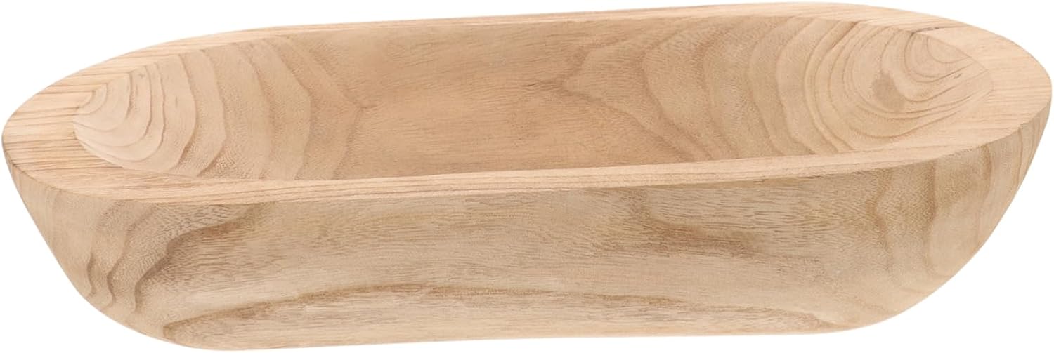 Zerodeko Wood Serving Bowl Decorative Wooden Bowl for Table Vintage Farmhouse Style