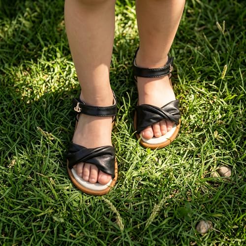 Image of THEE BRON Toddler Girls Sandals Wedding Flower Girl Dress Shoes Open Toe Flats