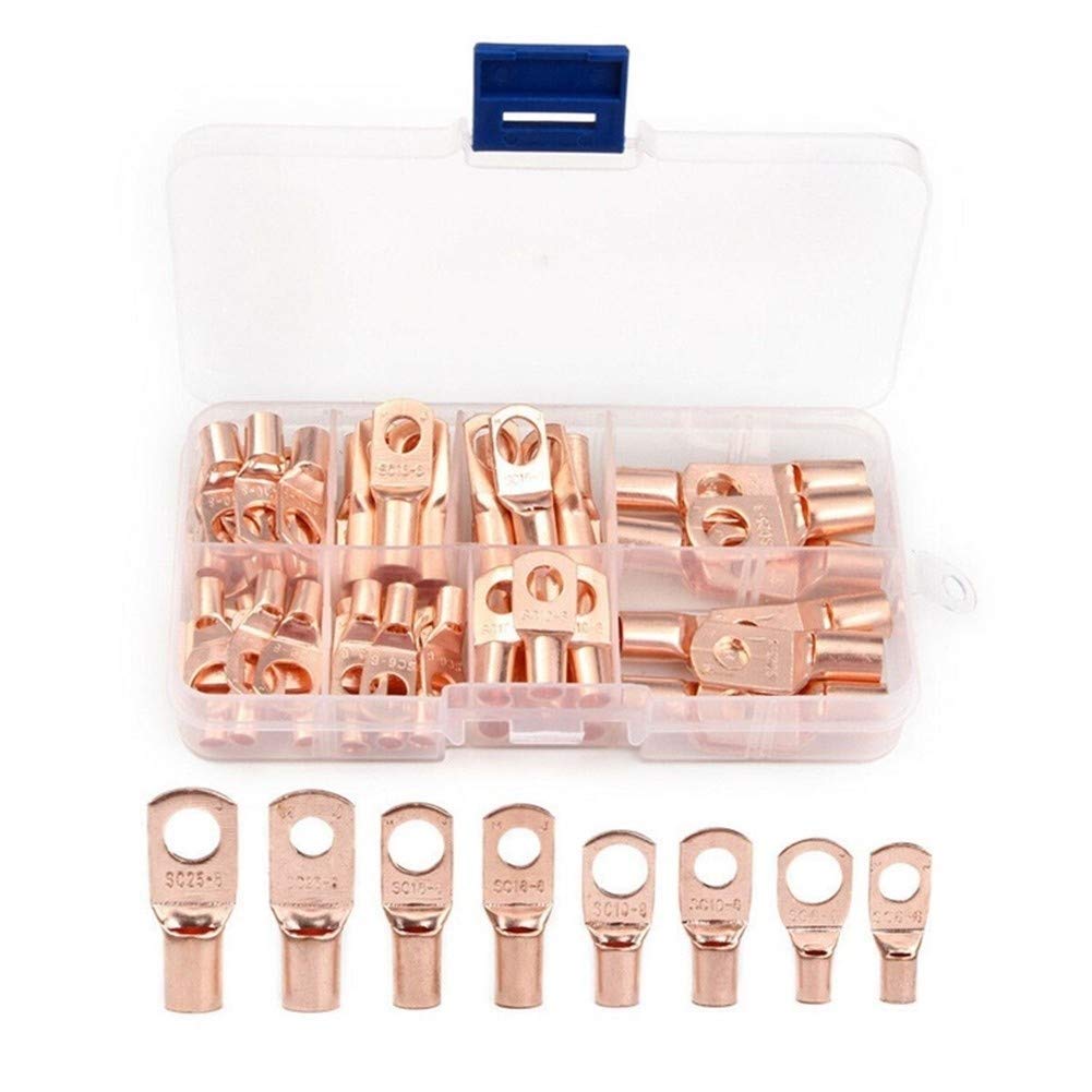 Test Terminals, 60PCS Copper Lug Ring Wire Connectors Bare Cable Electric Crimp Terminal