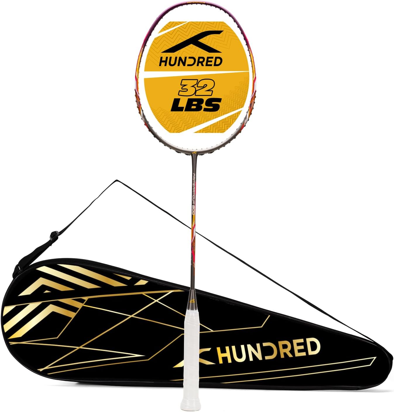 HUNDRED Primearmour 800 Carbon Fibre Strung Badminton Racket with Full Racket Cover for Intermediate Players