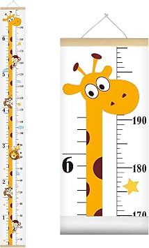 Baby Height Growth Chart,Wall Hanging Measuring Ruler for Kids Wall Sticker Growth Chart Kids Height Wall Chart Removable Canvas and Wood Wall Ruler for Bedroom Nursery Wall Decoration