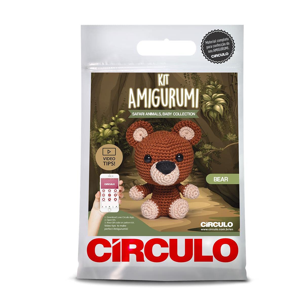Círculo Kit de ganchillo Amigurumi - Safari - Todo incluido, instrucciones fáciles - Kit de ganchillo para principiantes - Juego de ganchillo - Kit de ganchillo de animales, hilo de amigurumi premium