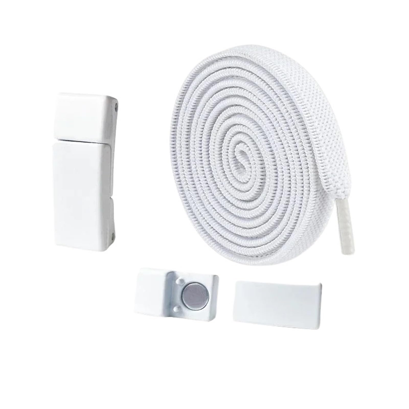 GPDNBIEU Shoelaces, Buckle Laces No Widen Stretch Lazy Shoelace Free Elastic Accessories For Adults Kid(All White)