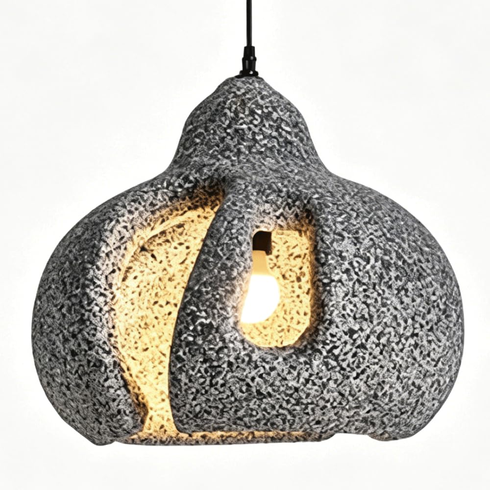 ESIYUVO Gourd Shaped Wabi Sabi Pendant Light Japanese Zen Ceiling Mount Hanging Lamp Equipped with E27 Base Multi Color High Density Polystyrene Chandelier for Bedroom Bedside Hallway Balcony Bar