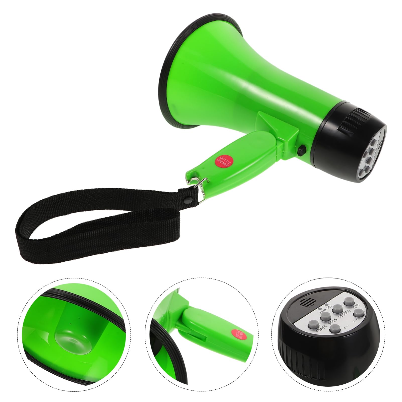 GANAZONO Megáfono Portátil 25w Altavoz Fuerte Grabador 240 Segundos Plástico Ligero Verde Uso Exterior Seguridad Animación Deportes