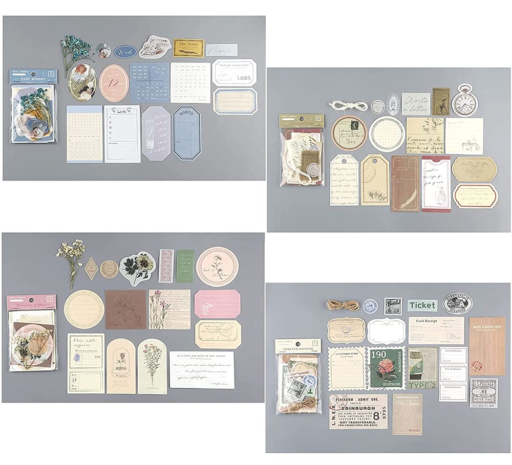 ELECDON Vintage Scrapbook Stickers, Antique Stickers Parchment Old Retro Scrapbooking Paper for Art Journaling, DIY Crafts, Bullet Journals, Planners, Scrapbooking Supplies, 120 Piece