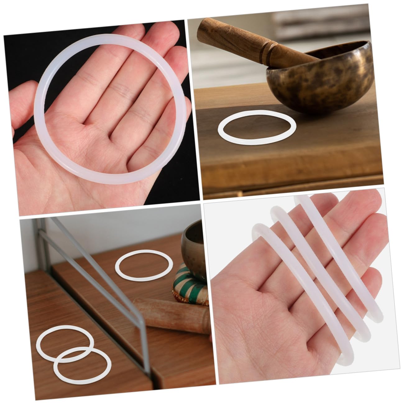 Anneaux en Caoutchouc pour Bols Chantants en Cristal 3pcs, Joints Toriques Confortables et Faciles à Entretenir pour Yoga et Décoration Artisanale
