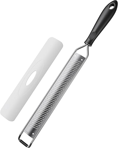 Rallador Zester para queso limón con asa, color negro