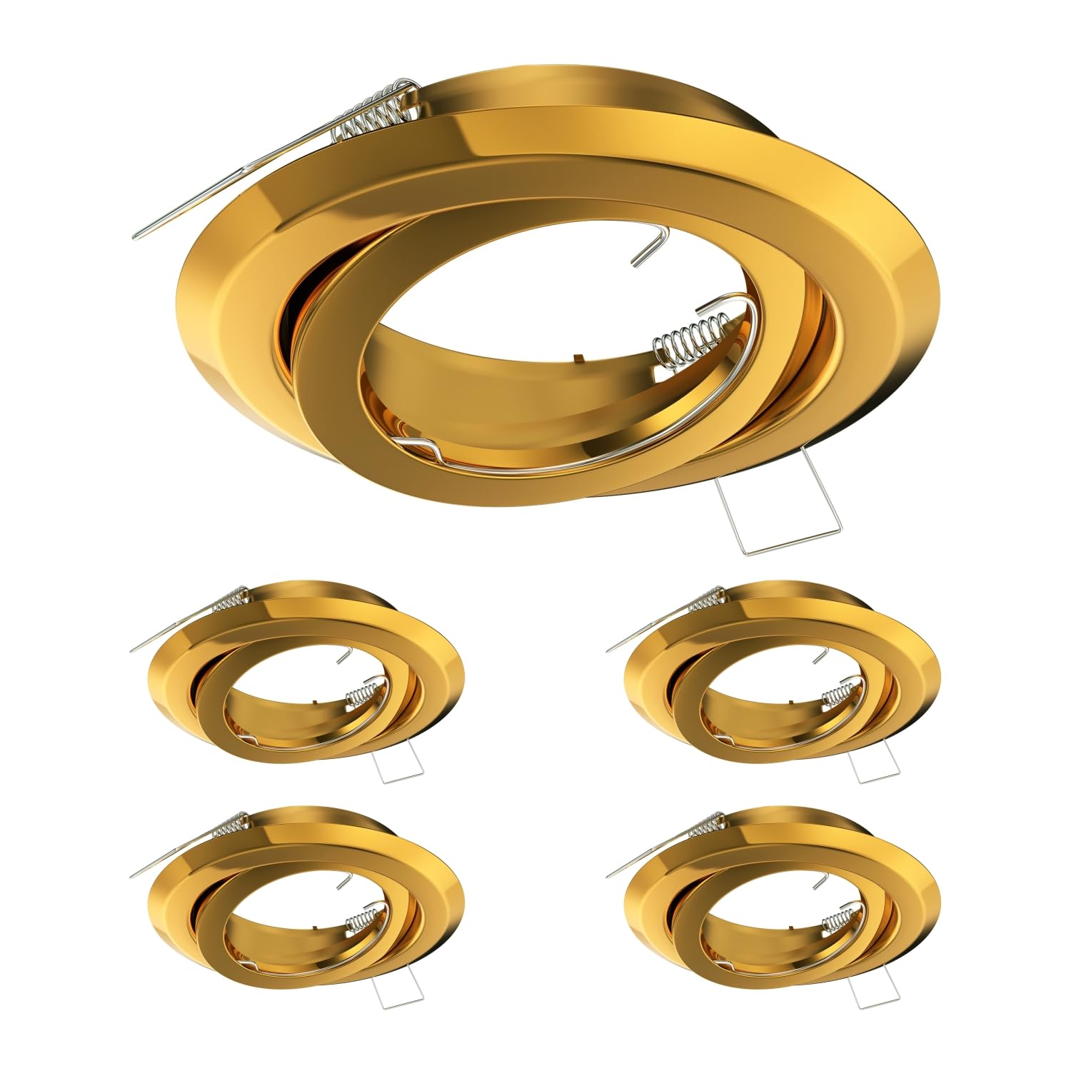 ledscom.de 5 pcs. recessed Ceiling Frame FABI, Round, swivelling, Gold Glossy, 5 piece (pack of 1)