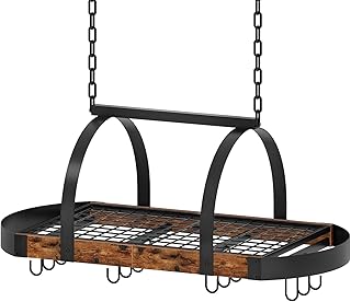 Hanging Pot Rack, Pot Hanger for Kitchen, Ceiling Mounted Pot Holder, Co...