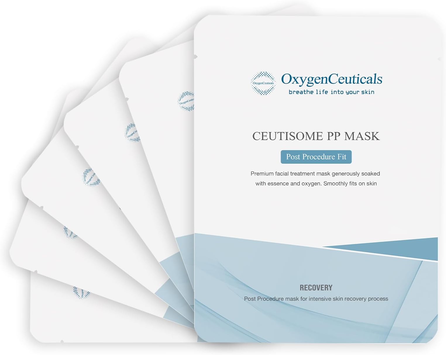 Mask sheet for post-procedure skin care, OxygenCeuticals Ceutisome PP Mask 6 sheets/box, instant soothing and recovering skin, post treatment care with salmon DNA