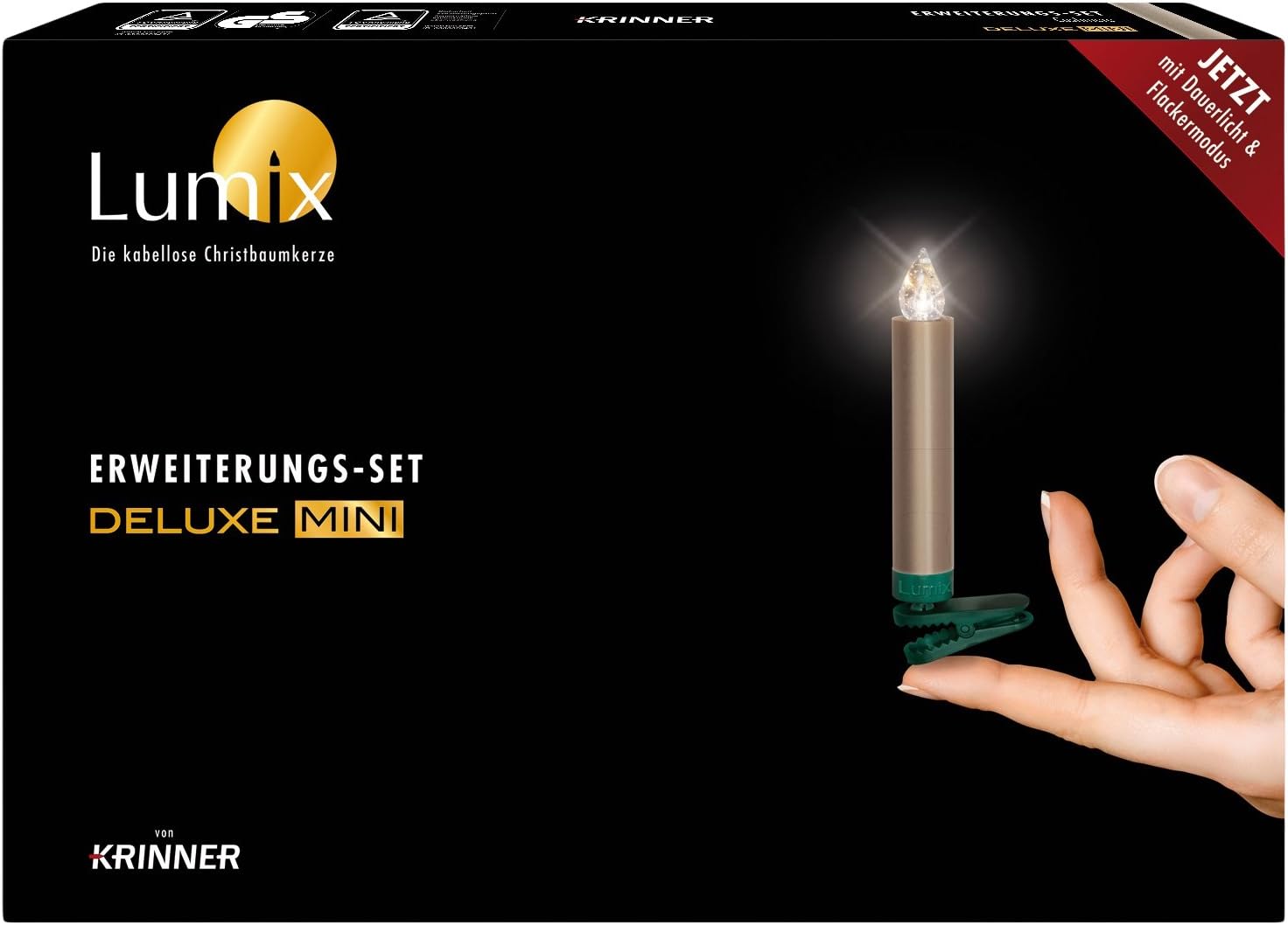 Lumix Deluxe Mini, Wireless LED, Mini Christmas Tree Candles, Extension Set with 7 Candles, 5 x dimmable, Flickering Mode, Cashmere, Item 75355