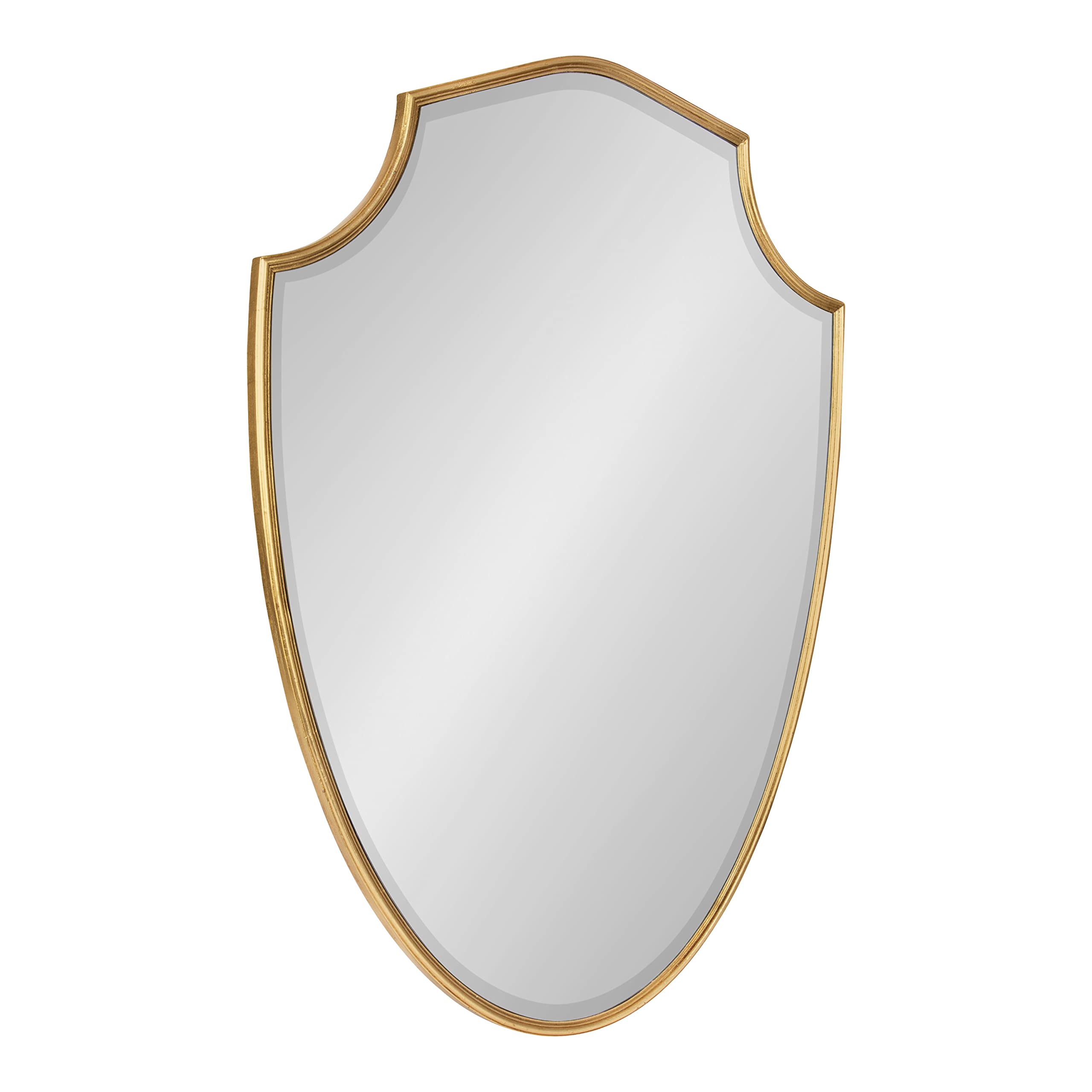 Kate and Laurel Caskill Ornate Metal Shield Wall Mirror, 24 x 32, Gold, Decorative Traditional Glam Mirror with Scalloped Shield Shape and Elegant Finish