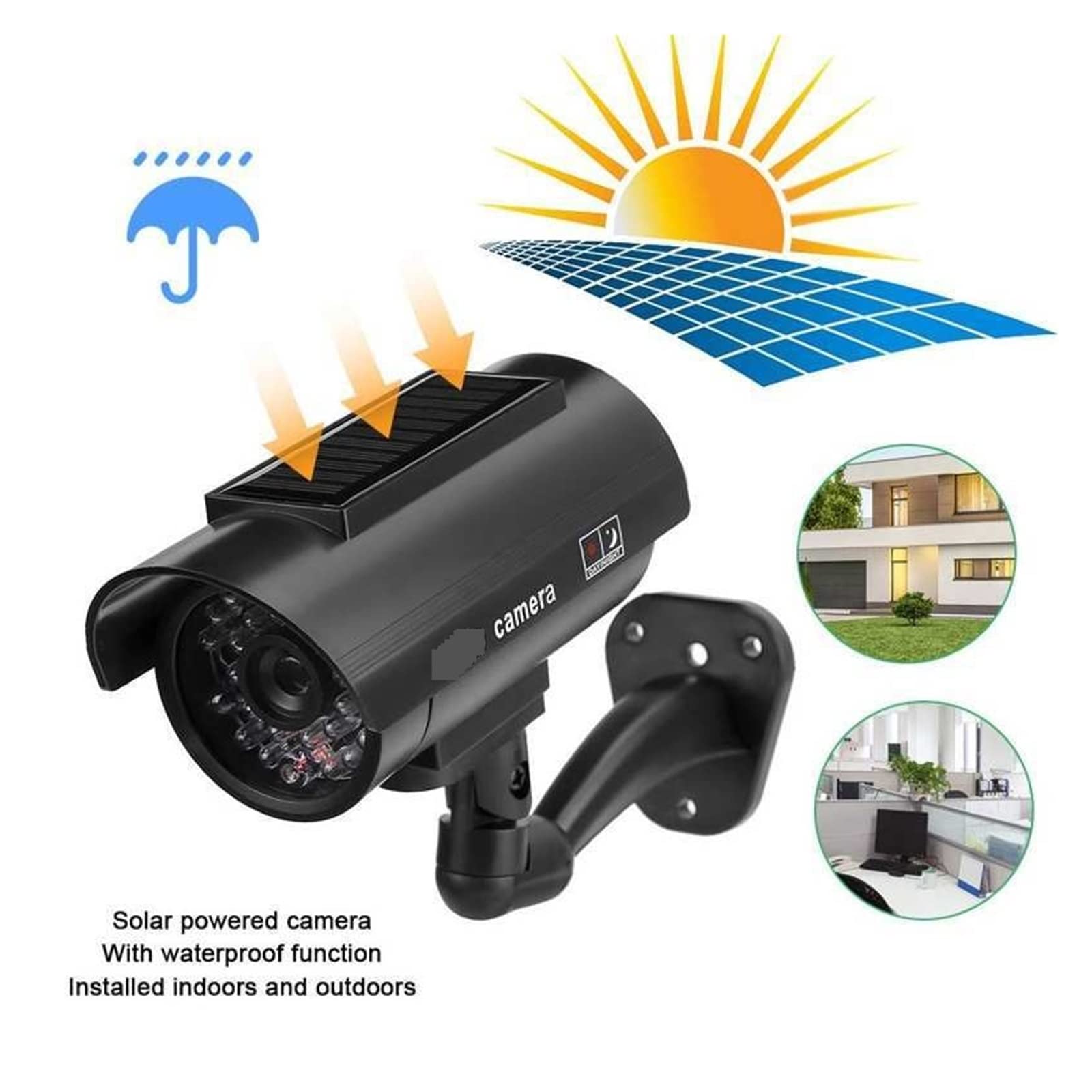 Caméra de sécurité Solaire, caméra d'extérieur à énergie Solaire, étanche, factice de sécurité, avec lumière LED Clignotante
