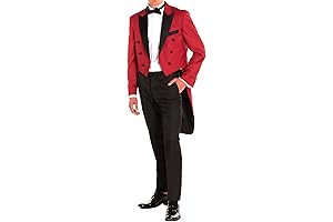 Red Tailcoat Men's Peak Lapel Tailcoat Tuxedo Suit with Formal Tux Pants and Tail Coat
