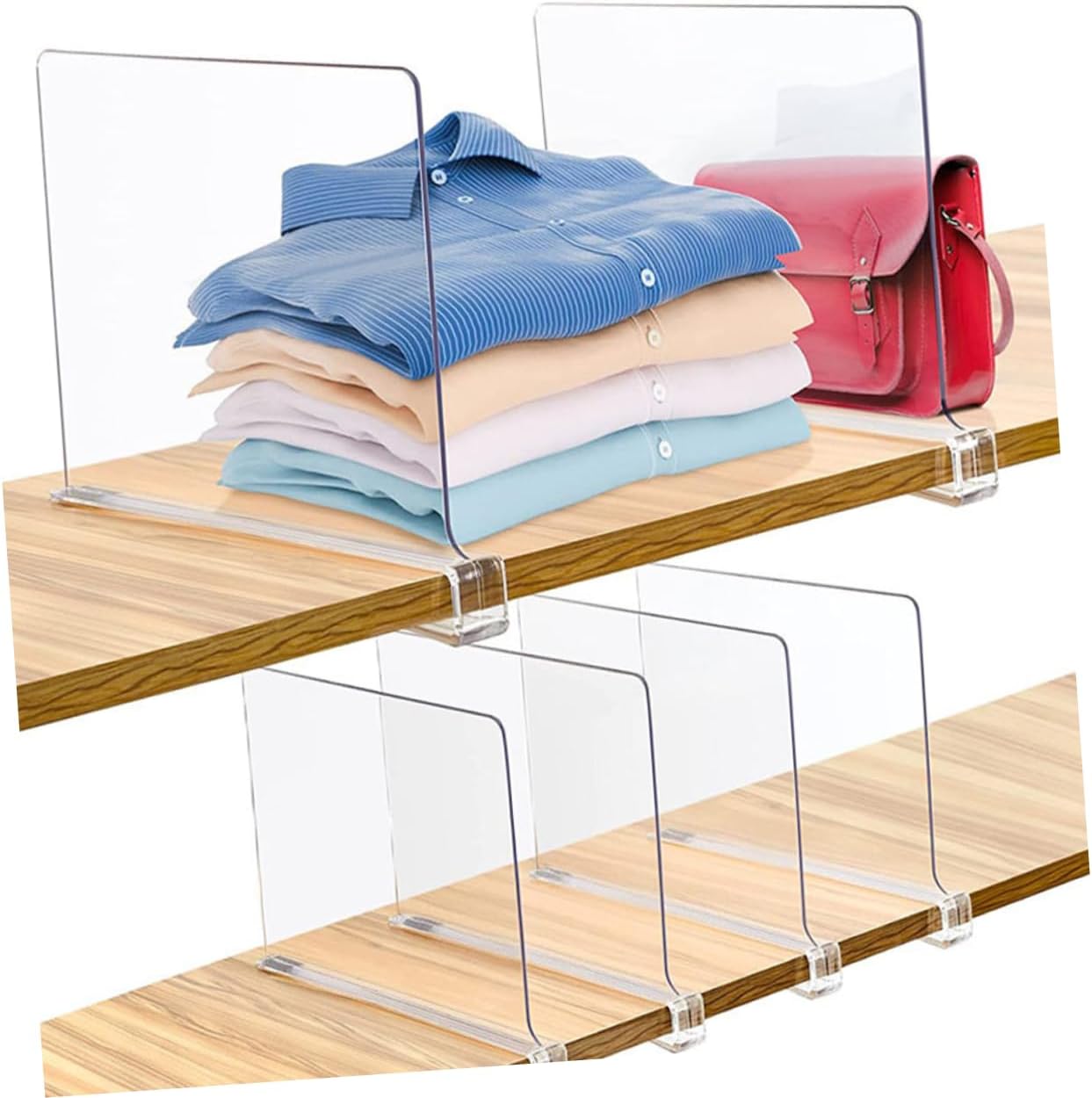 PRETYZOOM 6pcs Shelf Dividers for Wardrobe Closet Partition Boards Organizers for Bedroom Closet Shelf Organizer No Tools Needed