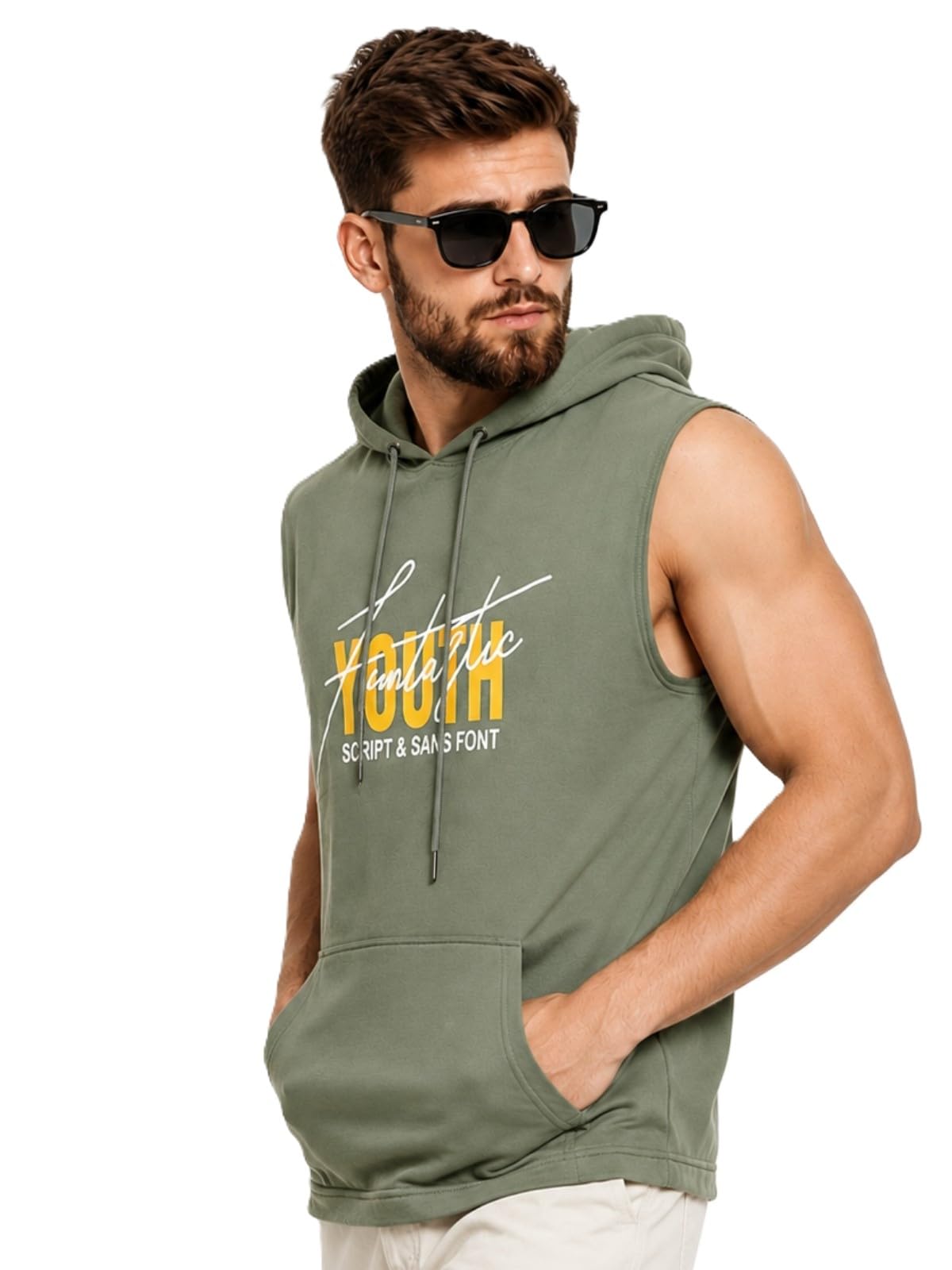 Modern Men's Premium Cotton Gym Vest Summer Hooded Vest-picture-23