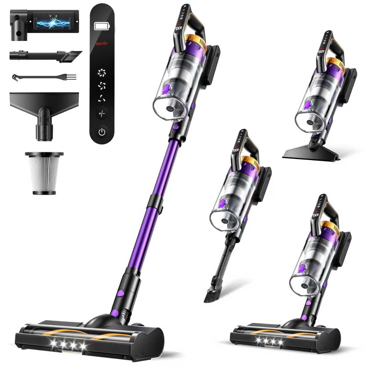 Photo 1 of Cordless Vacuum Cleaner, 580W/48Kpa Vacuum Cleaners with 65 Min Runtime, Lightweight Wireless Vacuum with LED Headlights/Screen, wall mount, Removable Handheld Vacuum for Pet Hair/Carpets/Floors/Sofa