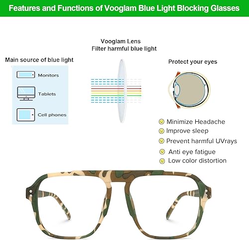 Miniatura 5 de VOOGLAM Gafas de aviador con luz azul para mujeres y hombres, antifatiga ocular, ojos secos, computadora, teléfono, televisión, gafas Sosa