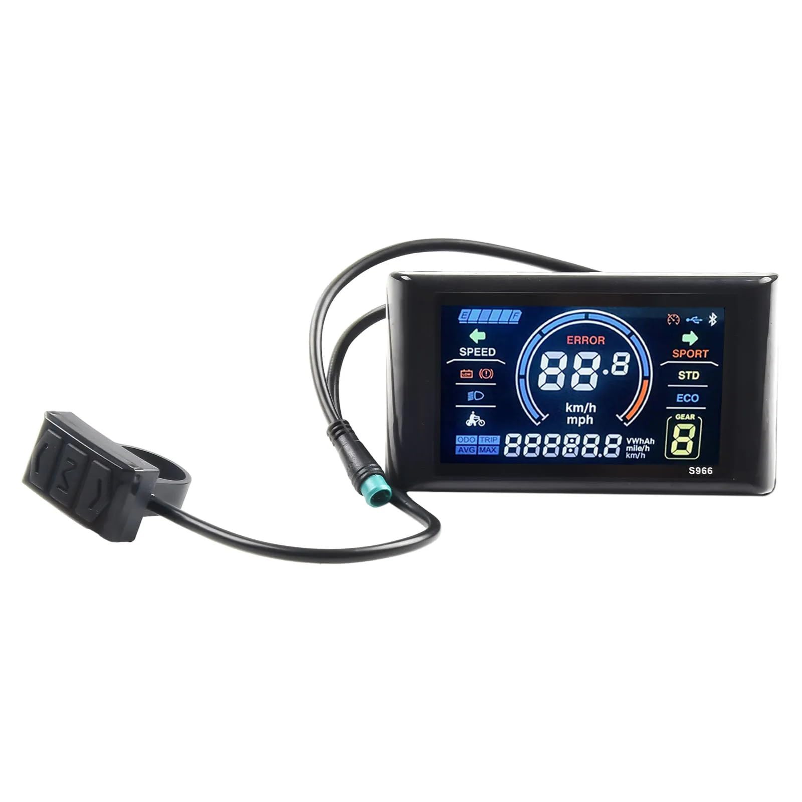Pantalla para Ebike, Pantalla Inteligente LCD S966 para Bicicleta Eléctrica