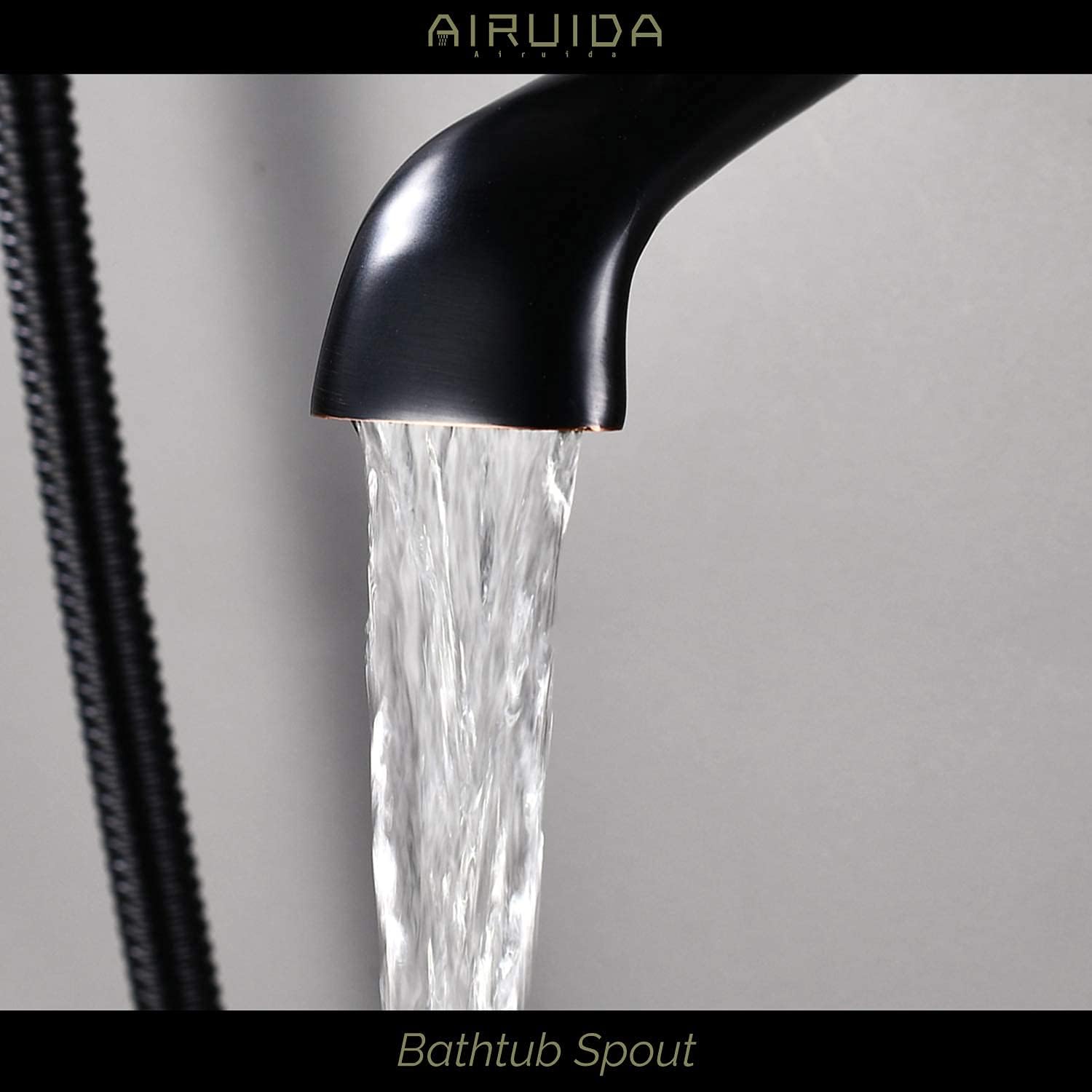 Airuida Oil Rubbed Bronze Wall Mount Bathtub Faucet with Handheld Shower Wall Mount Kitchen Faucet Matte Black 8 Inch Center Wall Mount