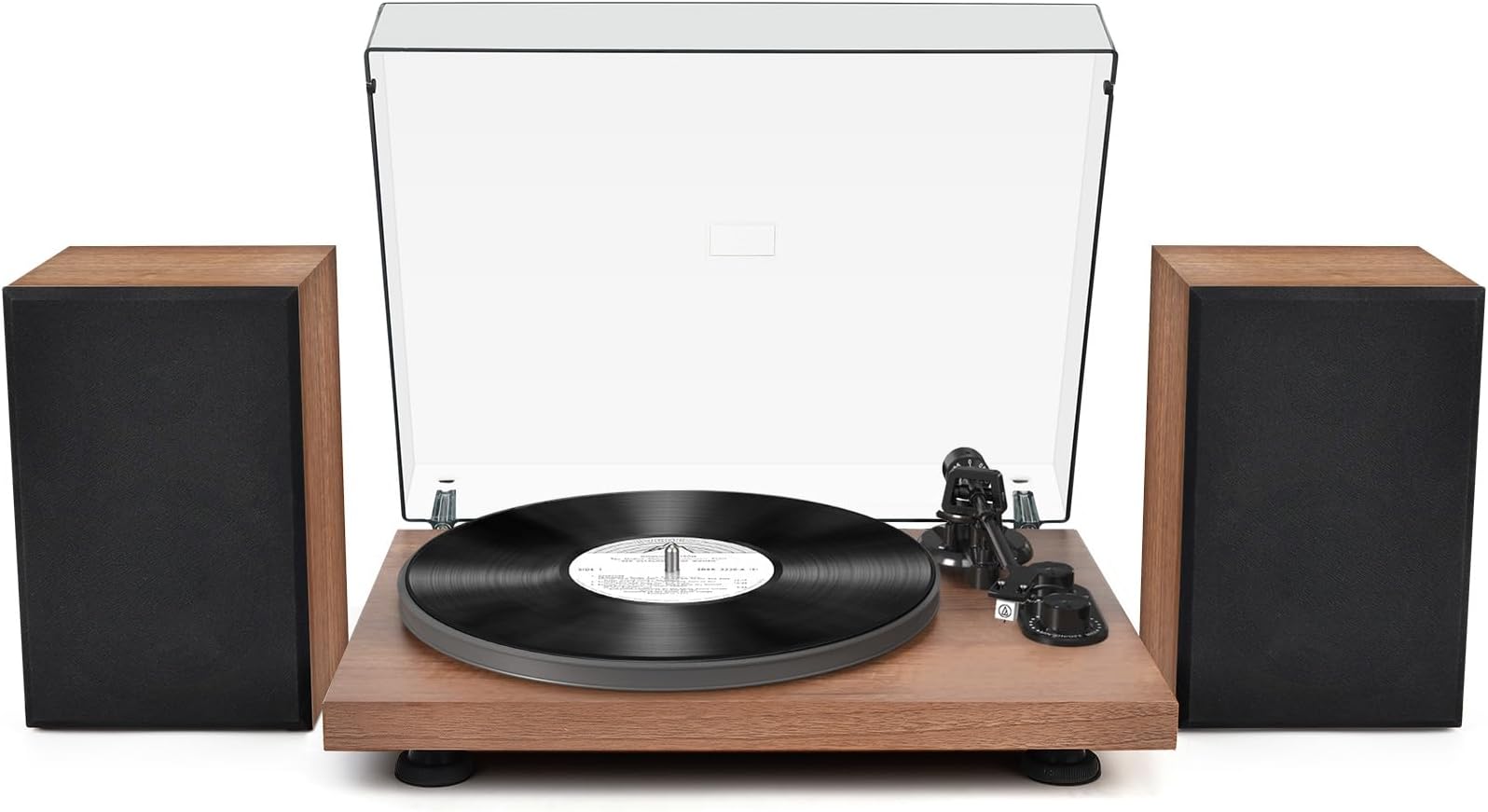 Udreamer Vinyl Record Player with 40W Speakers,Turntable with Bluetooth Input Output for Vinyl Records,Vinyl Player with Built-in Preamp, AT-3600L Cartridge, USB Record, Pitch and Counter Weight