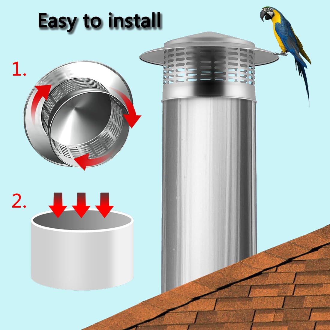 110 Mm/160 Mm/200 Mm/250 Mm/300 Mm Tapa Para Chimenea De Acero Inoxidable 304, Sombrero De Ventilación Chino, Sombrerete De Nieve De Lluvia, Protector De Pájaro Para Chimenea(250 mm-9.8 in)