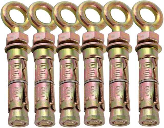 Expansion Eye Bolts (Shield Eye Bolts) Super Heavy Duty Anchor Bolts For Securing Concrete/Masonry (Multiple Sizes) *FIXINGS DIRECT* (M10 X 115MM (6PCS))