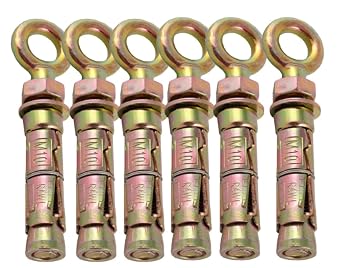 Expansion Eye Bolts Shield Eye Bolts Super Heavy Duty Anchor Bolts For Securing Concrete/Masonry Multiple Sizes *FIXINGS DIRECT* M8 X 95MM 6PCS