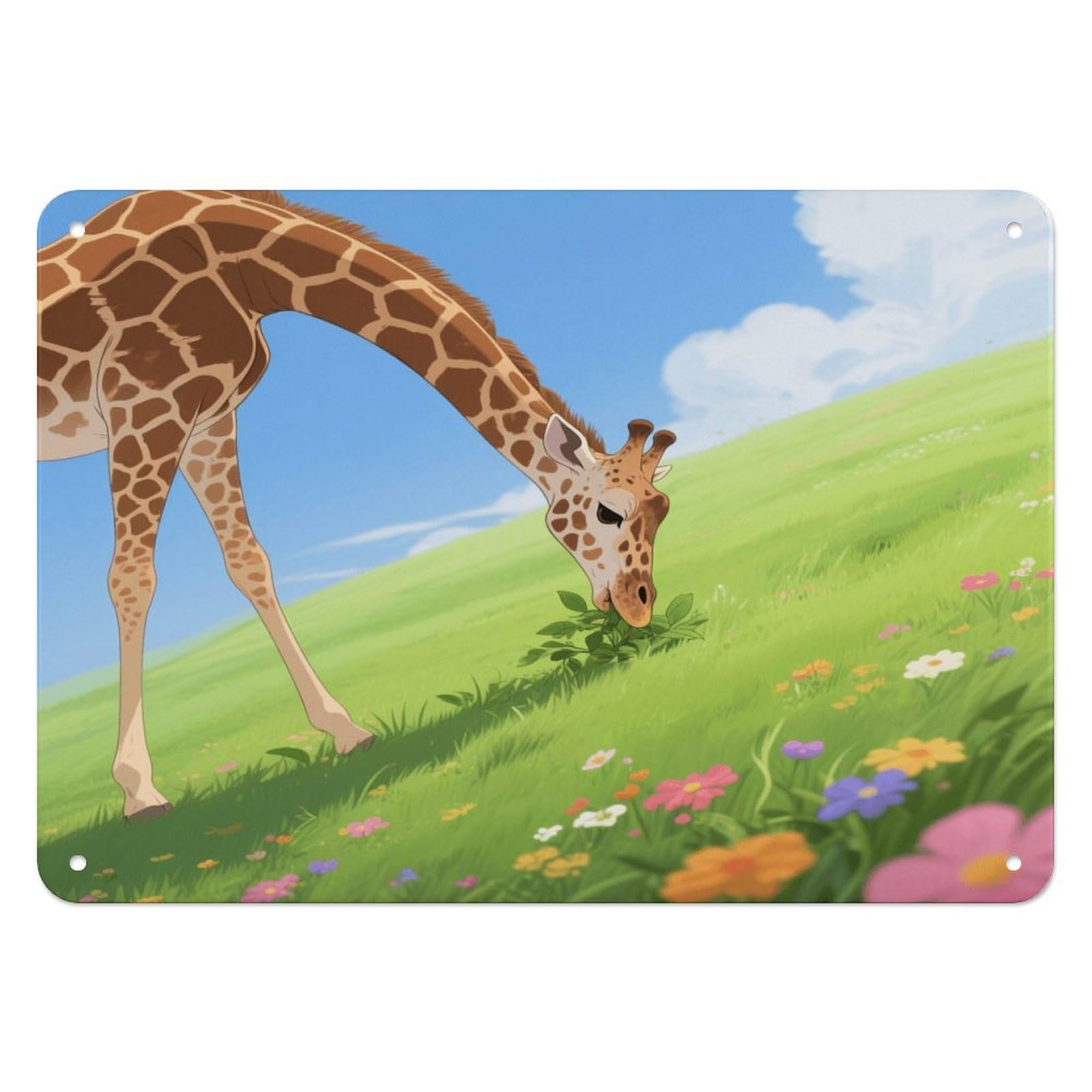 Fekiloot Style Giraffe Wall Decor Iron Painting Metal Sign